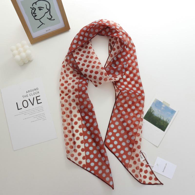 2025 Nische Persönlichkeit Colorblock Seidenschal: Vielseitiges und modisches dünnes Krawattenband-Accessoire für Damen