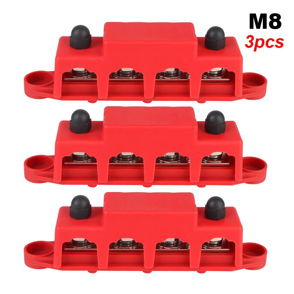 Caravan RV Power Distribution Block 4 Ways 48V 250A DC Bus Bar Electro Junction For Boat Truck Car Accessories M8 M10 Studs
