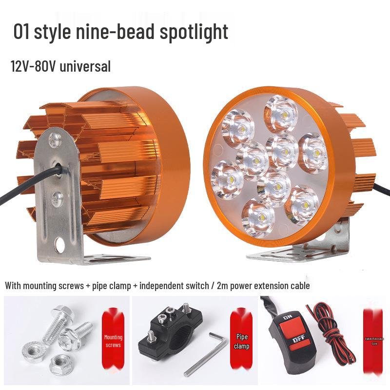 LED High Beam Spotlight for Motorcycles & Electric Vehicles (12V-80V)