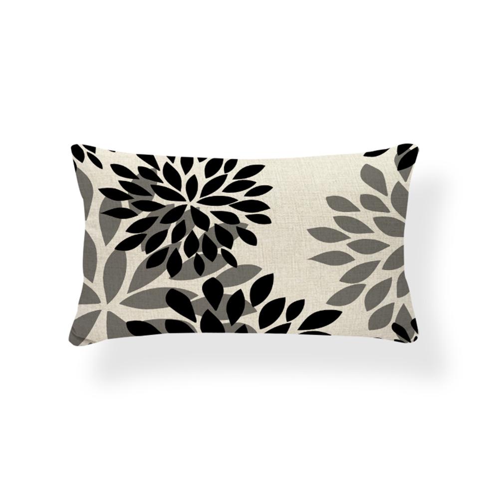 Geometrischer Leinen-Kissenbezug in Seeblau, Gelb, Schwarz und Weiß - Bauernhaus Wohnzimmer Sofa Dekor