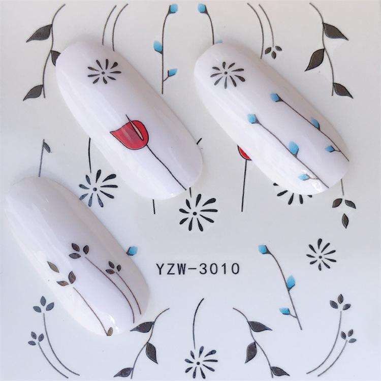 1pc 3D Nail Stickers Spring Summer Natural Flower Leaves Simulation Dried Flower Dragonfly Nail Applique Water Slides Decoration