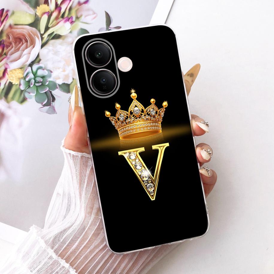 For Vivo V60 Lite 4G Case V2530 Cute Letters Crown Soft Slim Silicone Back Cover For Vivo V60 V 60 V60Lite 5G T4 Pro 2025 Bumper