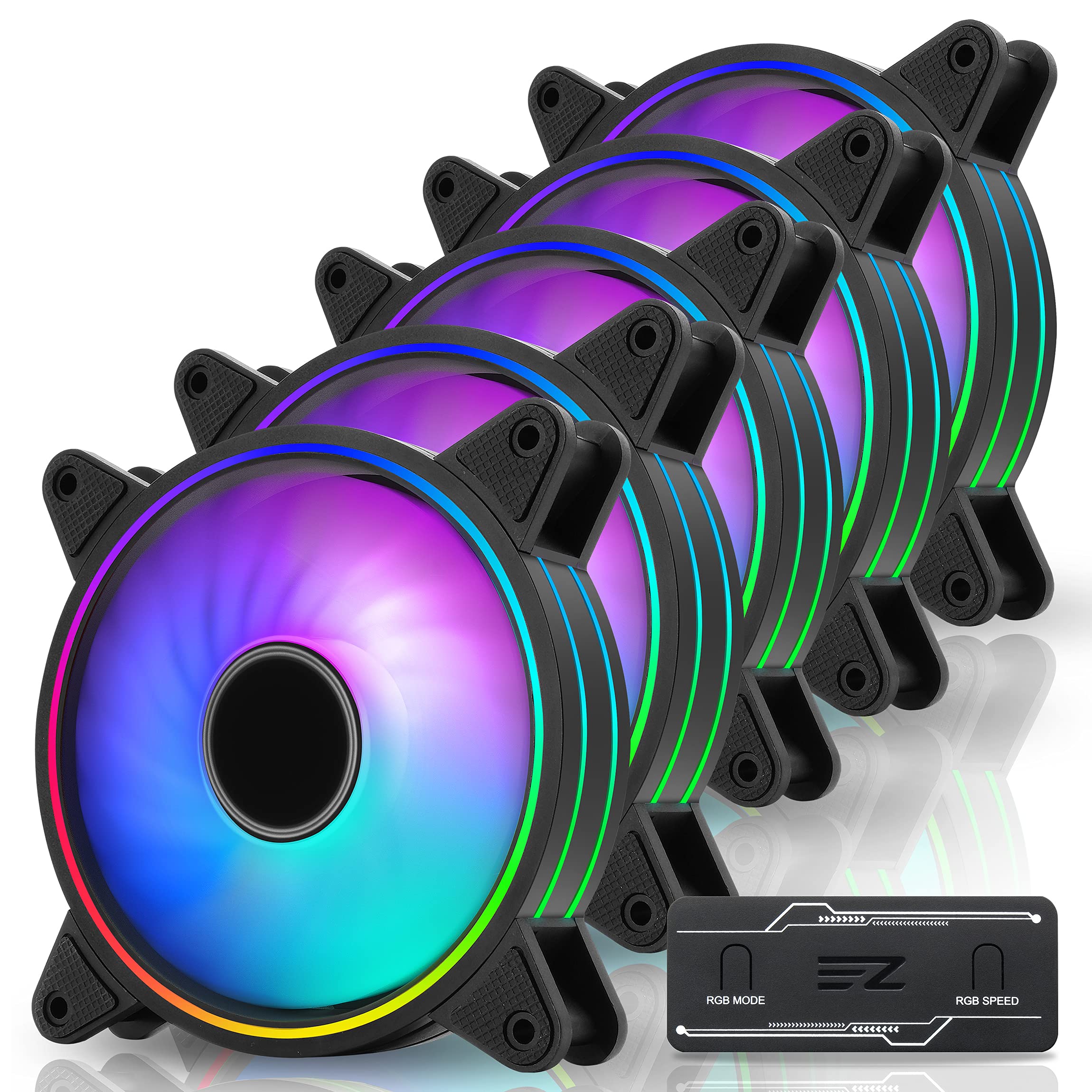 

120mm ARGB PC Case Fan PWM Compatible Quiet High Performance Addressable RGB Adjustable with Fan Hub Motherboard Sync Compatible with Aura Sync Set of