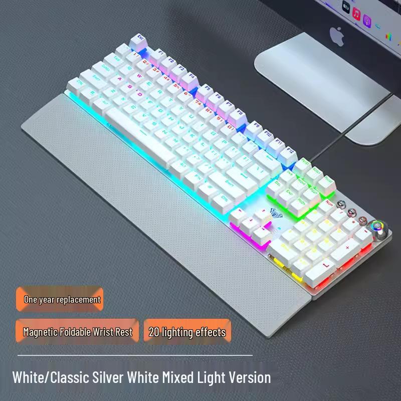 Wolf Spider F2088 Mechanical Gaming Keyboard, Blue Switch, with Wrist Rest for Esports and Home Desktop Use.