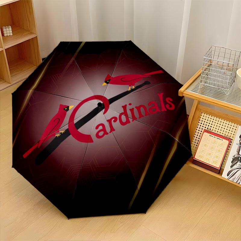 St. Louis Cardinals Print Auto 8?Ribs Folding Umbrella Wind Resistant Lightweight Automatic Umbrella For Daily Travel