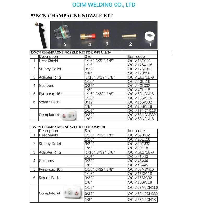 Tig Welding Pyrex Cup Kit Collet Body For WP9 /WP17/WP18/ WP20/WP26