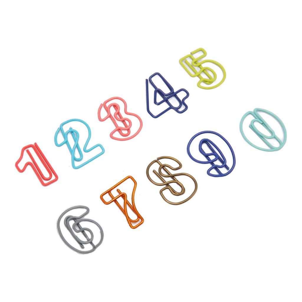 100Pcs Cute Paper Clips Numbers Style Rich Colors Anti Slip Strong Clamping Fancy Paperclips for Wor