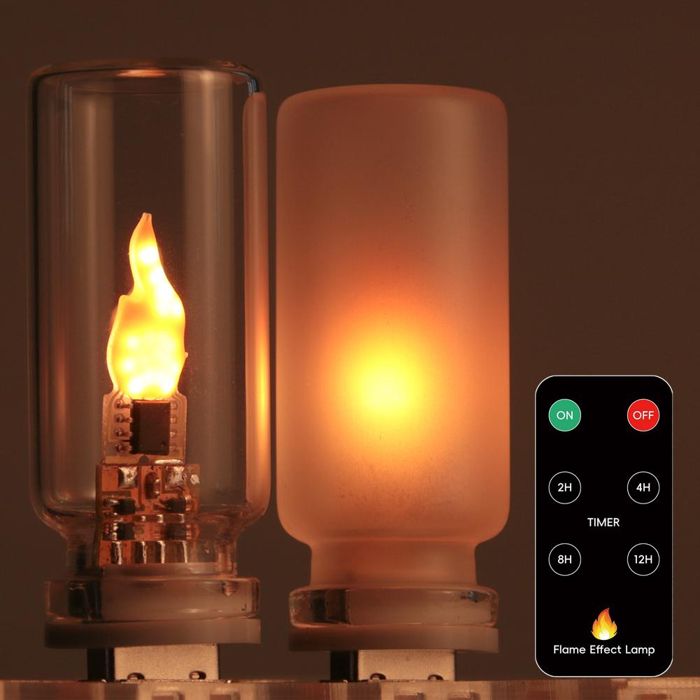 Remote Control Car USB LED Flame Type Night Light Frosted Clear Glass Flickering Candle Decorative Touch Control Mood Lighting