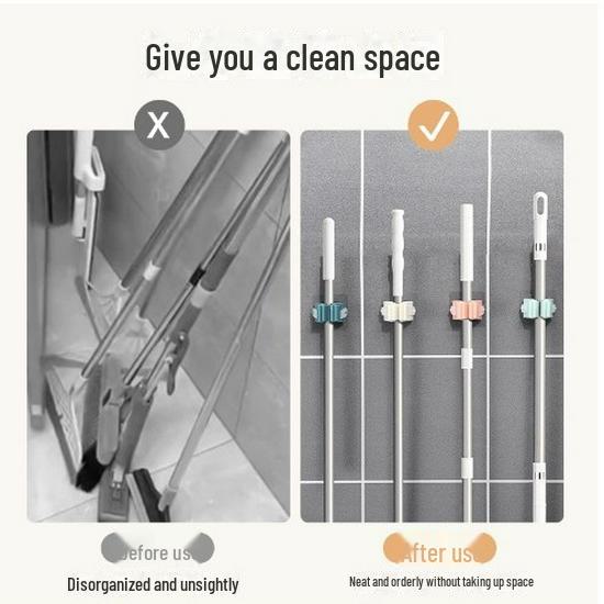 Seamless Strong Mop and Broom Holder for Bathroom