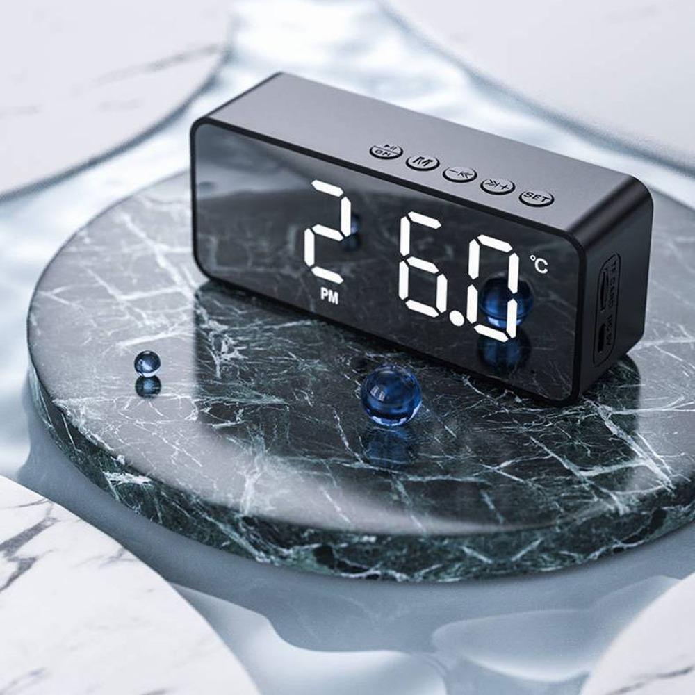 5.0 Bluetooth Mirror Surface Alarm Clock Rechargeable Bluetooth Speaker Home Decoration