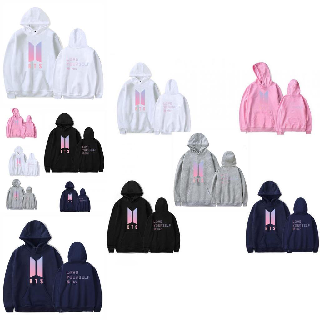 Bluza z kapturem Kpop Bts Bangtan Boys Love Yourself Her Bawełniana w stylu casual i sportowym