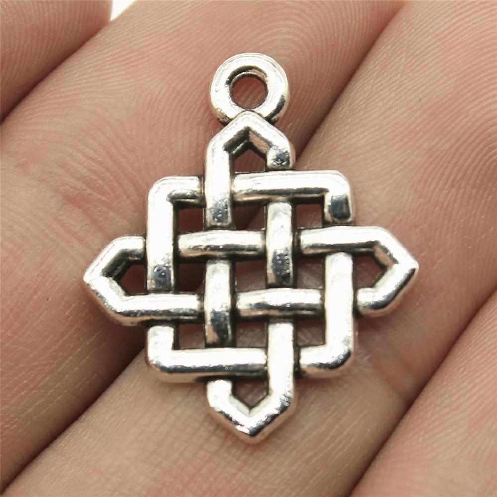 20pcs Chinese Knot Pendant Charms Antique Silver Color Chinese Knot Lucky Charms Jewelry DIY Chinese Knot Charms