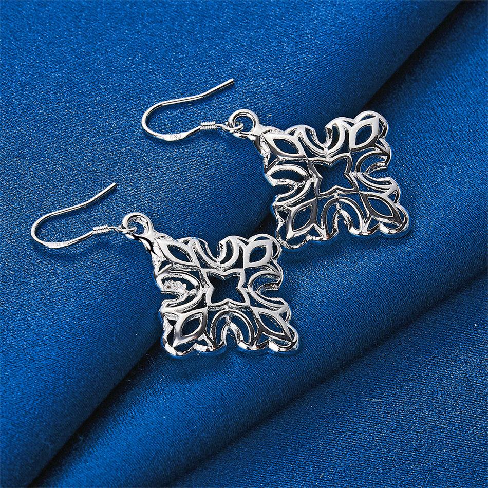 925 Sterling Silver Exquisite Hollow Snowflake Earrings for Women Fashion Charming Wedding Jewelry Accessories