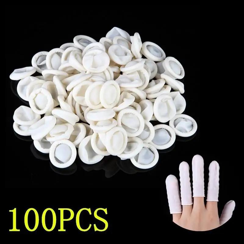 100 pezzi ditali per nail art guanti in lattice di gomma copertura protettiva protettiva punta delle dita bianchi piccoli strumenti
