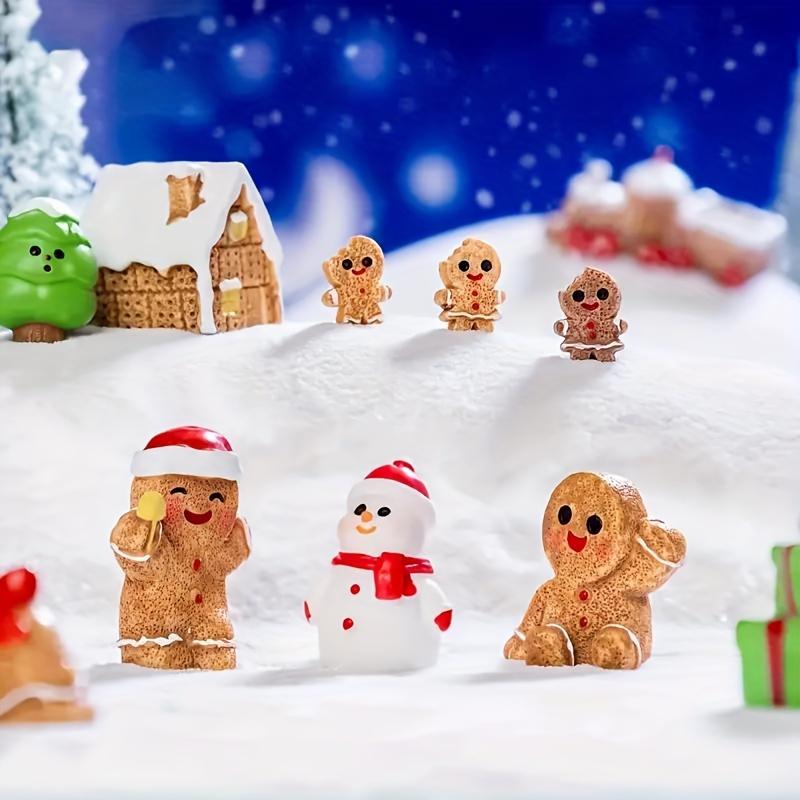 Christmas Gingerbread Man Design, Resin Decorative Accessories, Mini Gift Decorative, DIY, Content: Gingerbread Man, Christmas Tree, Train