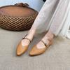 Johnature Vår Høst Retro Spenne Stropp Grunn Myk Uformell spiss Loafers Kvinner Ekte Skinn Flats Sko