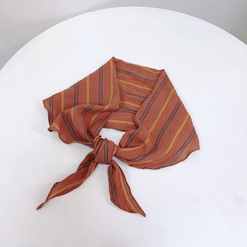 Sciarpa a Triangolo in Cotone a Righe Protezione Collo da Donna Sciarpa Piccola Calda Accessori Letterari Versatili Sciarpa Sottile