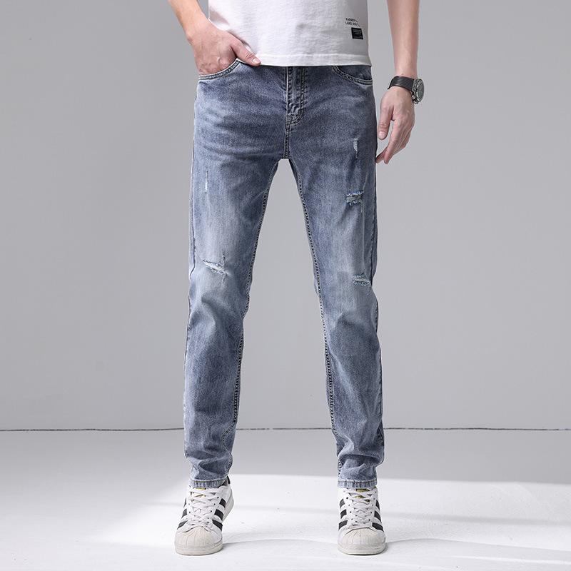 Primăvară și Vară Nou Jeans și Pantaloni pentru Bărbați din Bumbac Pur Slim Drepți Elastici Bărbați