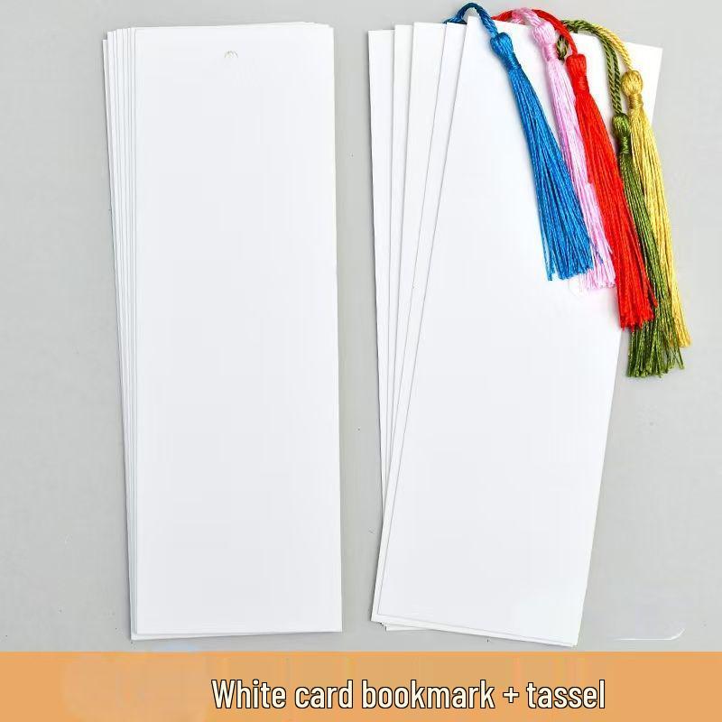 New Year Wish Card Bookmark with Gold Tassel and Calligraphy Stickers for Kindergarten Decoration