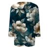 Women's Fashion Casual Round Neck Three Quarter Sleeve Printed T-Shirt Top