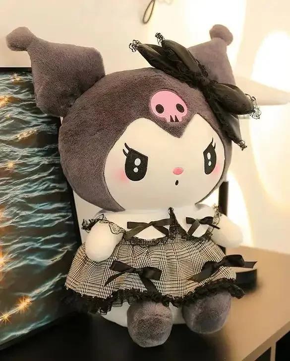 25cm Kawaii Sanrio Plush Toy Jade Dog Kuromi Dressing Doll Stuffed Animal Patung Dolls Birthday Gift Cuddly Fluffy Huggable Comfort Adorable Soft