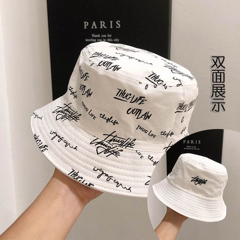 

Панама мужская двусторонняя с граффити, весенне-летняя, от солнца, универсальная, для студентов, женская, шляпа-горшок, для модных людей M（56-58cm）