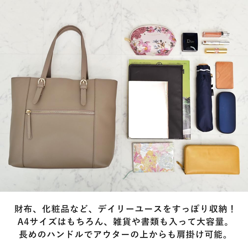 VITAFELICE Genuine Leather Business Tote Bag for Women, vinb-20c53n (Black)