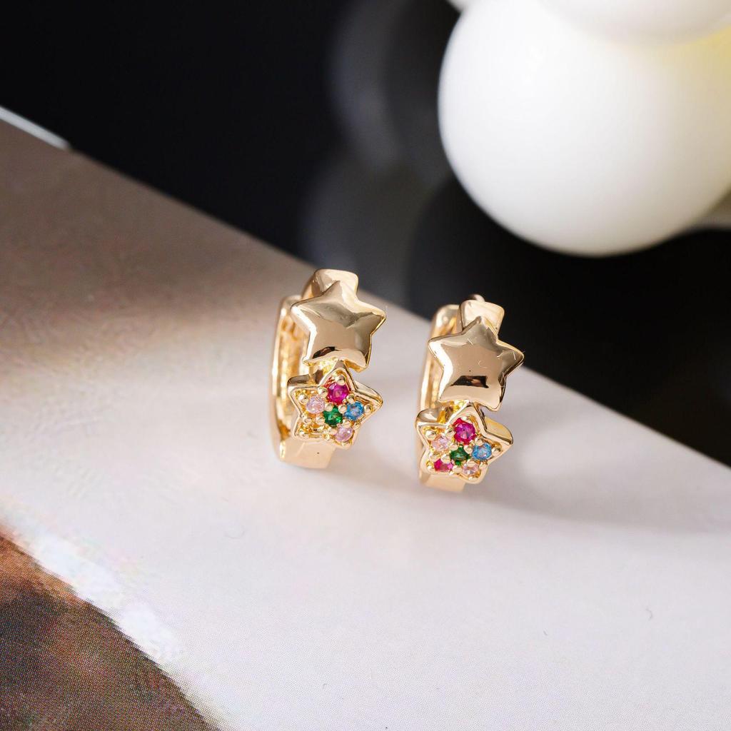 Colorful Zircon Star Earrings with Unique Design