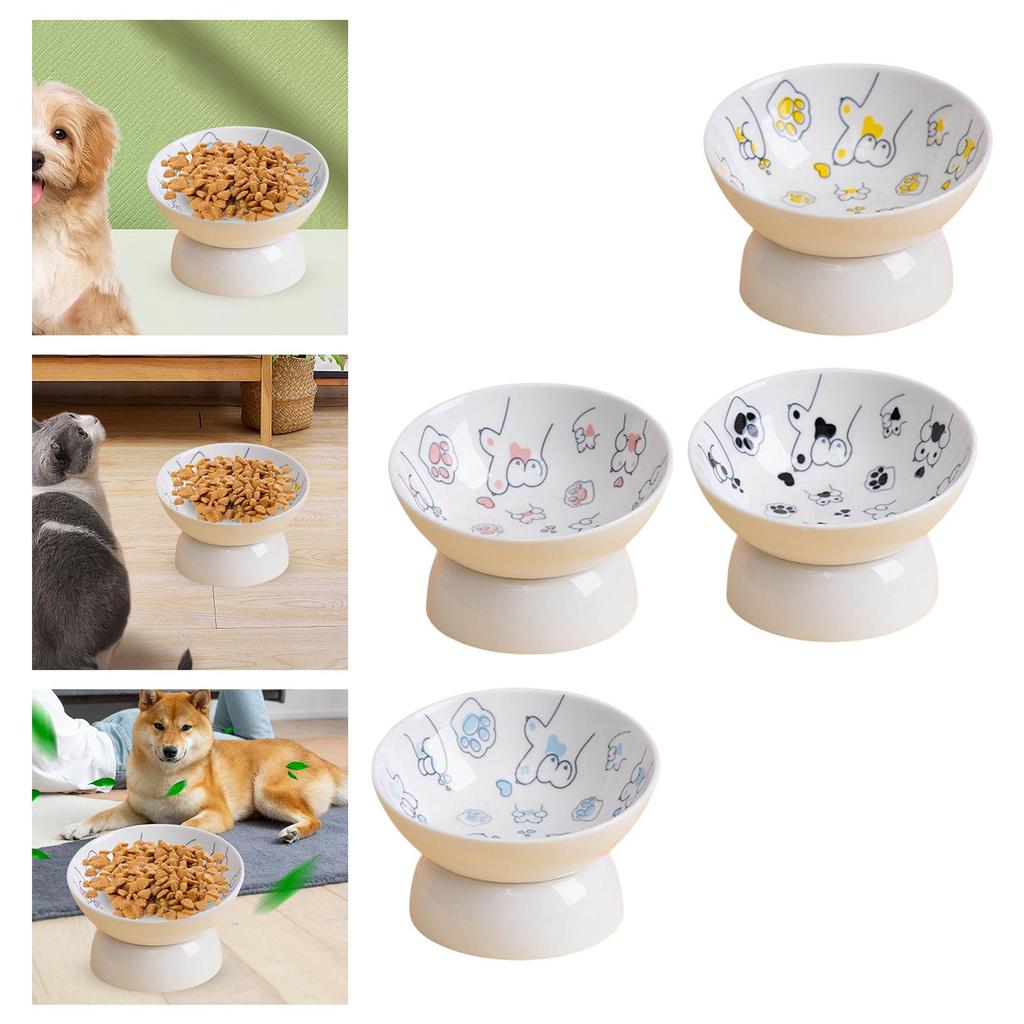 Ceramic Raised Pet Feeder Feeding Station Dog Bowl Stable Cat Dish Water Elevated