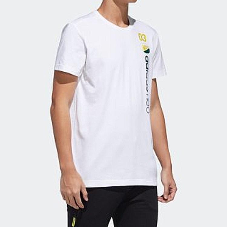 adidas neo Casual Cozy Sports Round Neck Short Sleeve White Men's GK1525