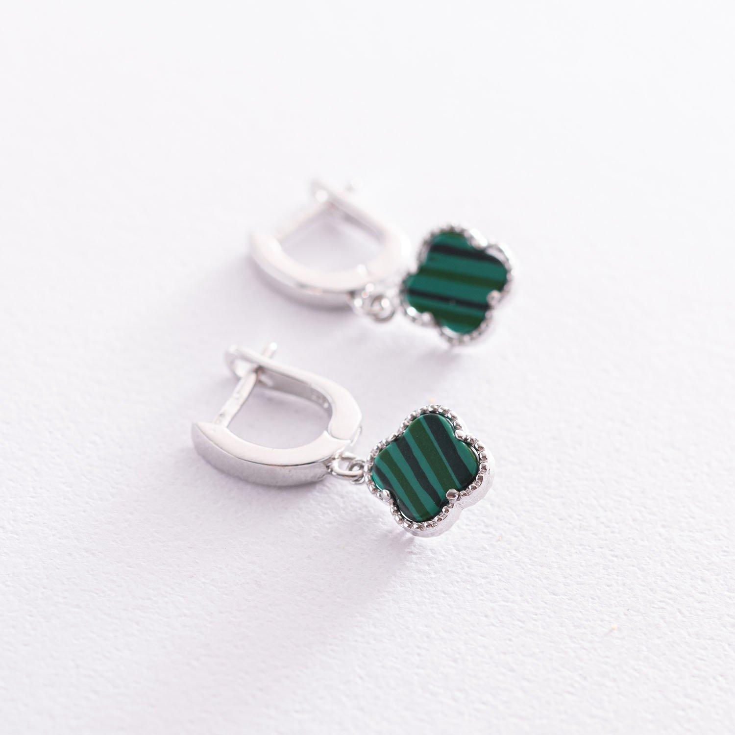 

Срібні сережки Клевер (малахіт) Oniks 1.0 x 2.5 cm срібний