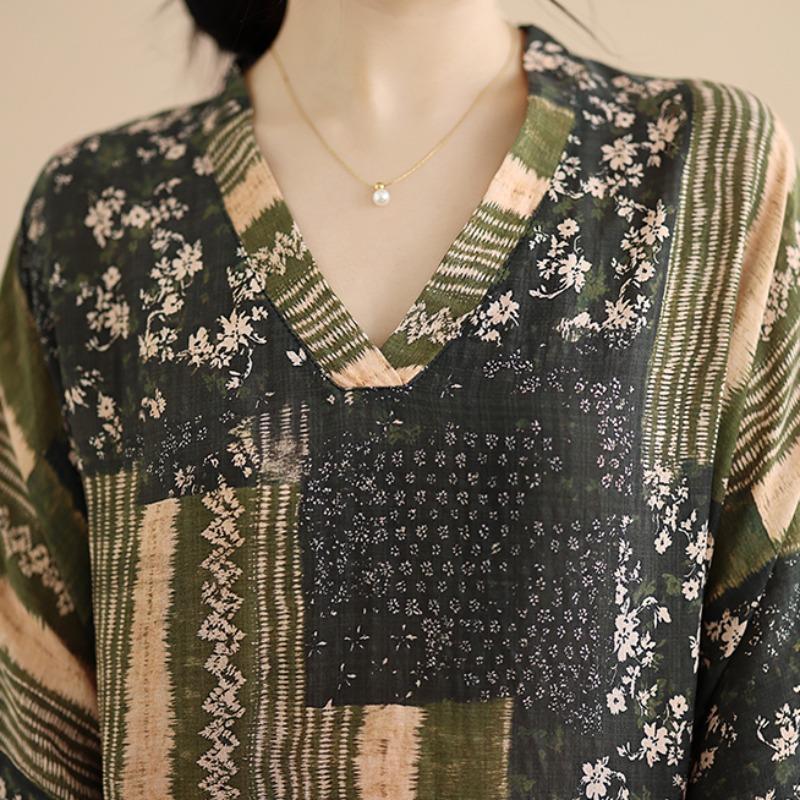 DIMANAF New 2026 Women Long Dress Plus Size Spring Summer Loose Basic Vintage Oversize Long Sleeve Maxi Floral
