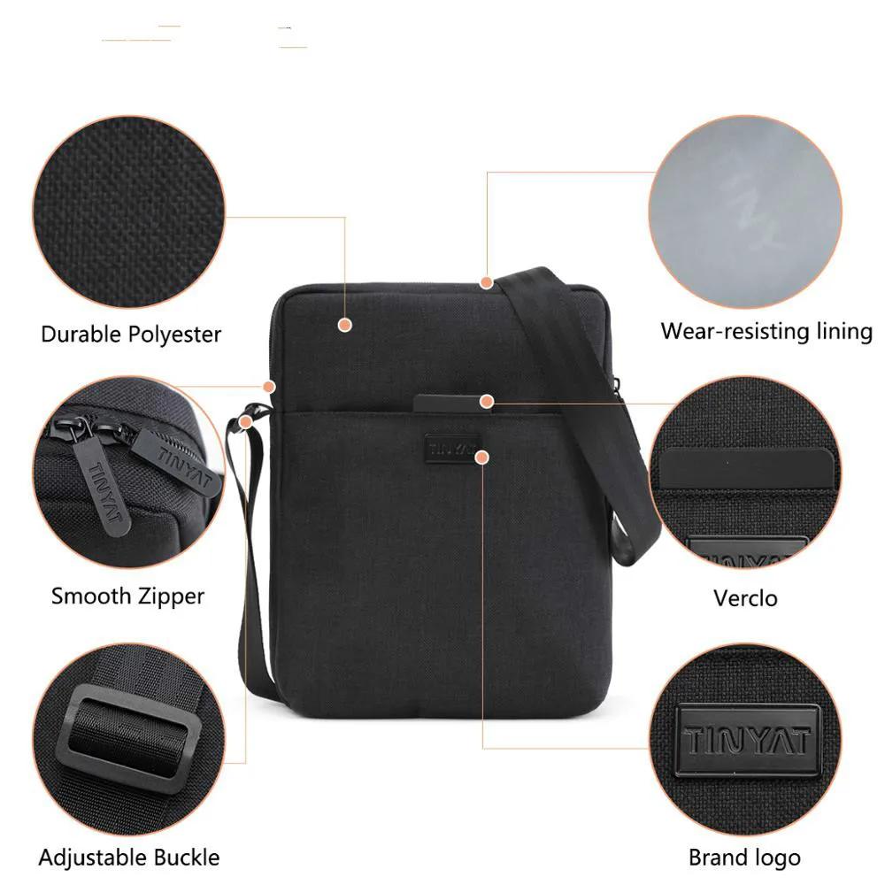 Men's Bags Light Canvas Shoulder Bag for 7.9' Ipad Casual Crossbody Bags Waterproof Business Shoulder Bag for Men 0.13kg
