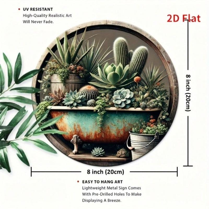 Tin Painting 20x20cm Handmade Metal Art Home Decorative Wall Hanging