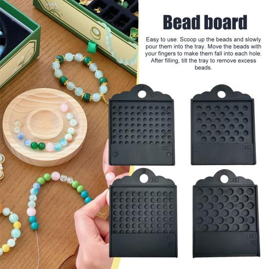 4Pcs Bead Counting Tray for Jewelry Making Plastic Sorting Board for 3/4/6/8mm Beads Sliding Divider Tool Craft Bead Sorting Organizer
