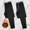 Men's Fleece-Lined Sports Base Layer Pants for Running, Autumn Home Wear, with Lettered Waistband