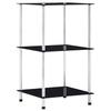 Vidaxl 3-Tier Shelf, Black, 40X40X67 Cm, Tempered Glass