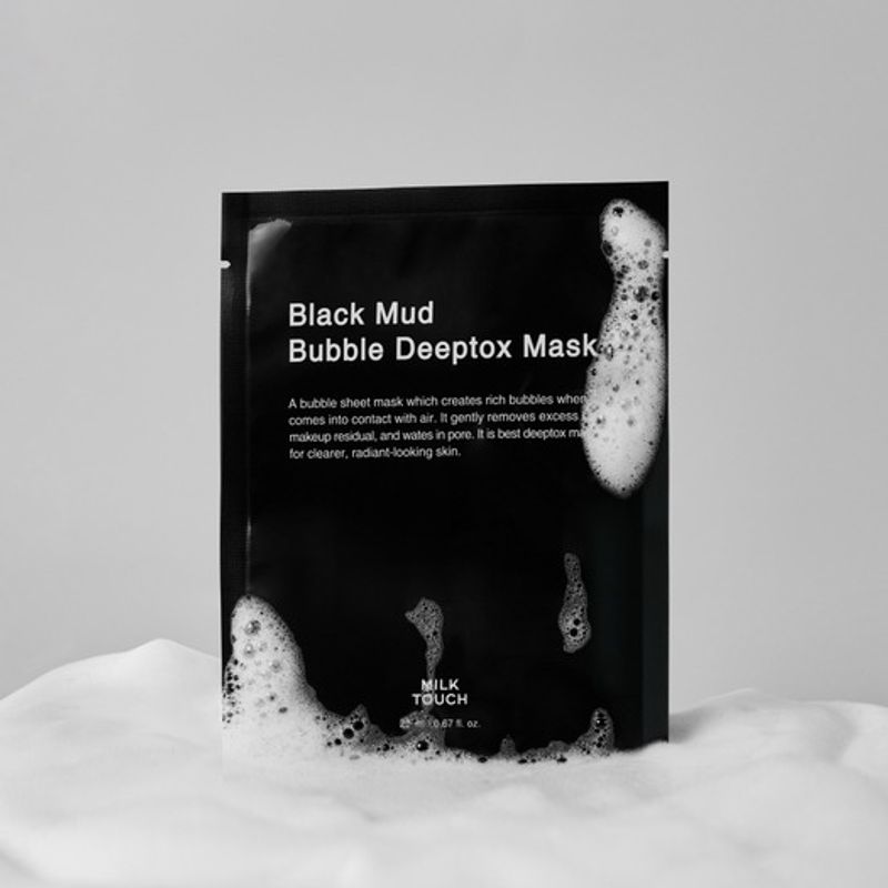 Milktouch Black Mud Pore Care Bubble Deep Tox Mask 5 Sheets (1 Box) 1BOX