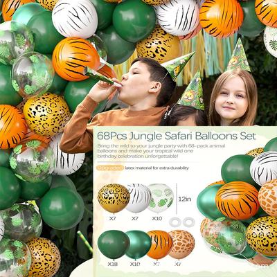 Jungle Party Balloon Set Birthday Arrangement Decoration Green Theme Gold Printed Balloon Balloon Chain