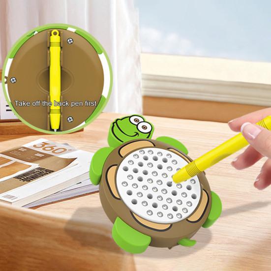 Kids Magnetic Beads Drawing Board Toddlers Animal Fruit Tablet Toy with Beads Magnet Stylus Pen Portable Airplane Car Ride Activities Keychain Toy