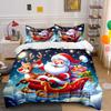 Santa Claus Sleigh with Reindeer Bedding Duvet Cover Set Duvet Cover Pillowcases  (1*Duvet Cover 2*Pillowcases, Without Duvet Insert)