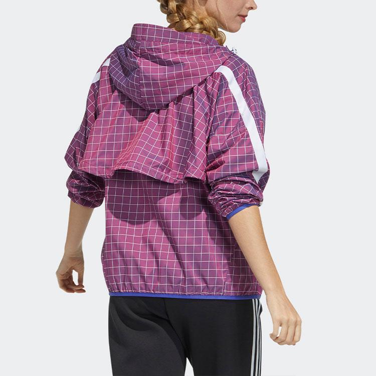 Adidas W.N.D. Sport Plaid Hooded Jacket Women Jackets Light-Crimson GM0686