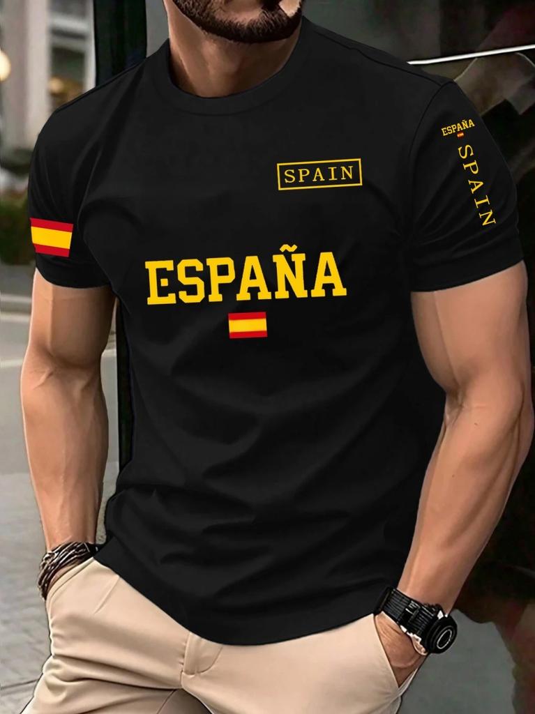 Spain 2026 Football Jersey for Men Classic God Spain Casual Short Sleeve Tops Casual O-Neck Sports Style T-Shirt Man Clothing