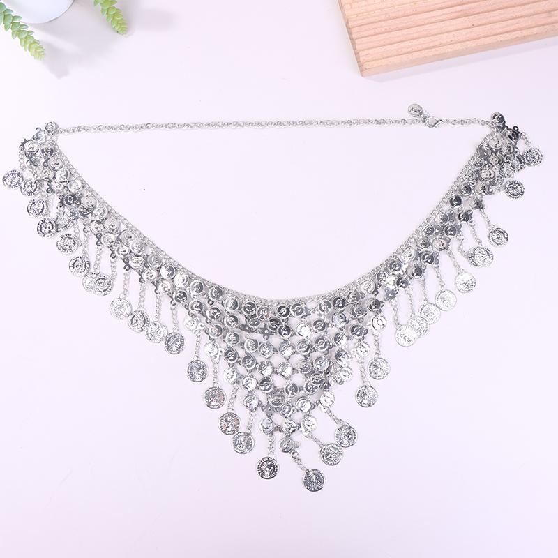 

Треугольная цепочка на талию для танца живота, пояс для танца живота, цепочка на талию с пайетками и кисточками, украшение для талии, металлическая цепочка на талию для восточного танца серебряный