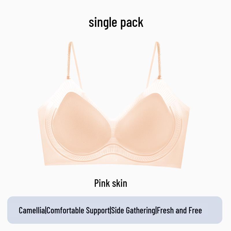 

Herbal Camellia Cool Summer Seamless Spaghetti Strap Bra for Women M рожевий/тілесний