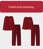 Tencel Cotton Red Wedding Pajamas for Couples: Year of the Rat Festive Long Sleeve Pullover Set for Spring and Autumn