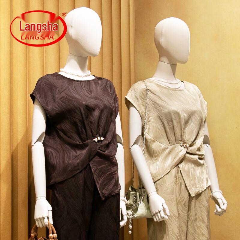 LangSha Women s Summer 2026 Chiffon Casual Top Set 6XL