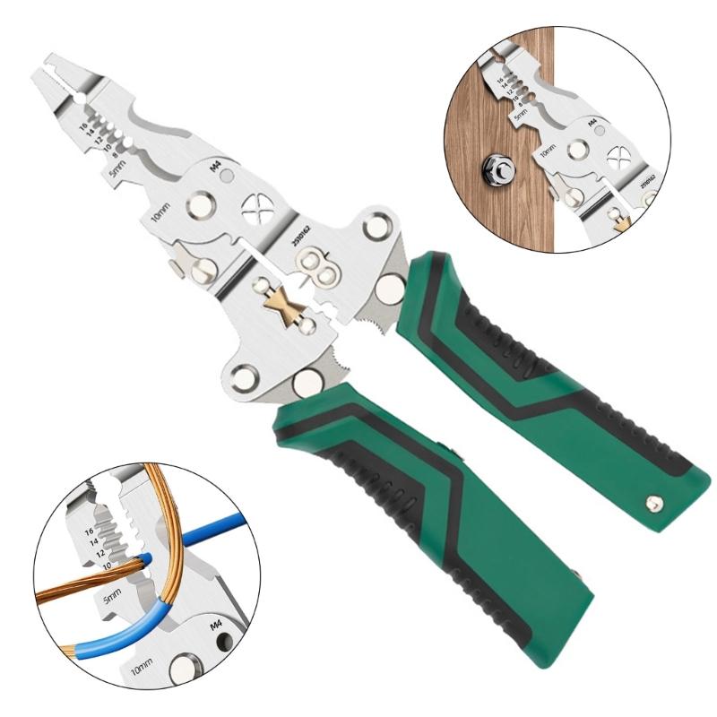 Wire Stripping Pliers with Electricity Measurement Electrician Plier 11-in-1 Multifunctional Wire Stripping Plier