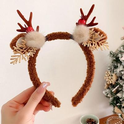 Christmas Decoration Christmas Headband Elf Reindeer Antlers Headband New Year Hair Band Elk Hair Hoop Deer Horn Hair Band Girl