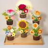 Handmade Crochet Sunflower Bouquet in Pot-Charming Knitted Creative Mini Flower Bouquet,Forever Blooming Home Desktop Decor or Gift for